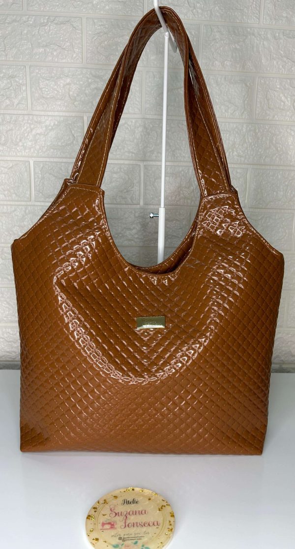 Bolsa de Ombro Marrom Metalizado